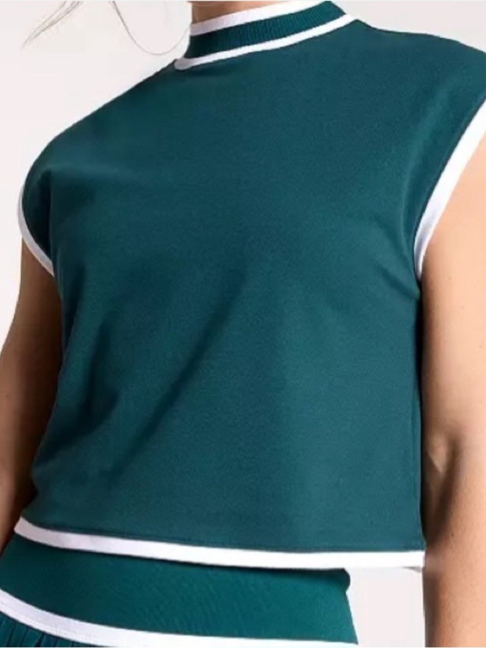 NWT Calia Mock Neck Crop Ribbed Tank Top - Sea Green Small